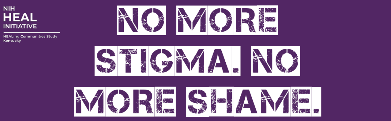 "No More Stigma No More Shame" on a purple background